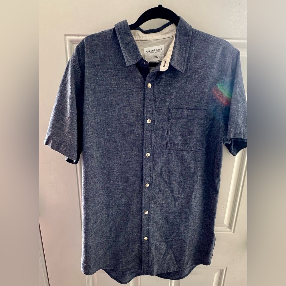 Gray short sleeved button down. Size large